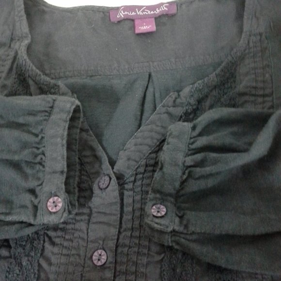 Gloria Vanderbilt womens top Size L Dark blue Lace - Picture 2 of 10